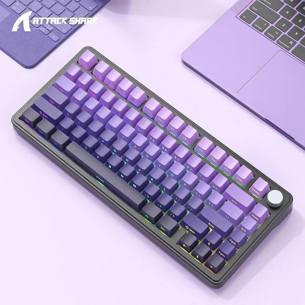 Клавіатура бездротова Attack Shark X85 Gradient Purple (6972792471594) 060233 фото