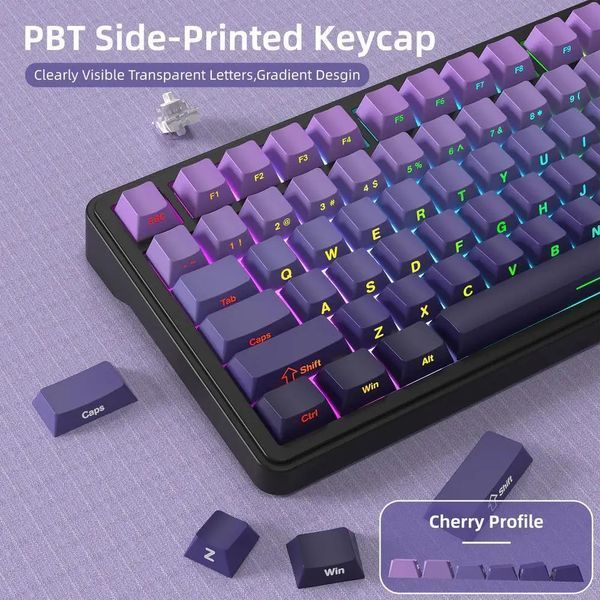 Клавіатура бездротова Attack Shark X85 Gradient Purple (6972792471594) 060233 фото