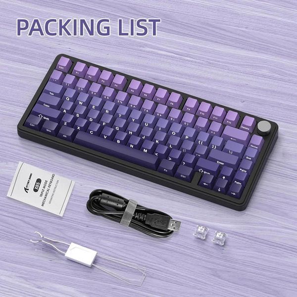 Клавіатура бездротова Attack Shark X85 Gradient Purple (6972792471594) 060233 фото