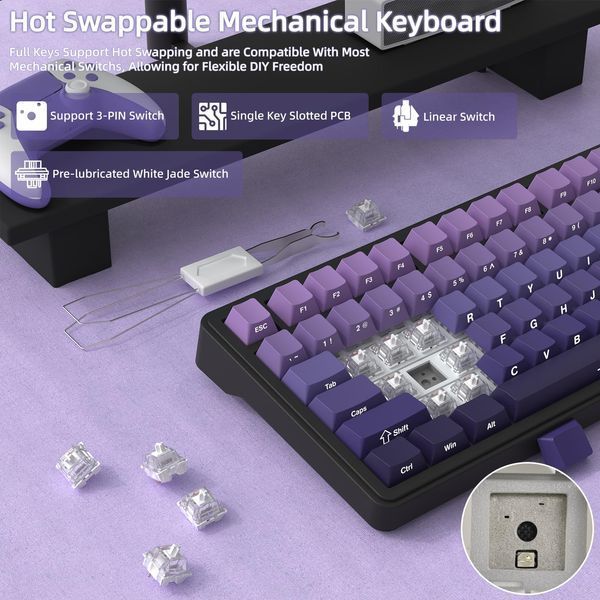 Клавіатура бездротова Attack Shark X85 Gradient Purple (6972792471594) 060233 фото