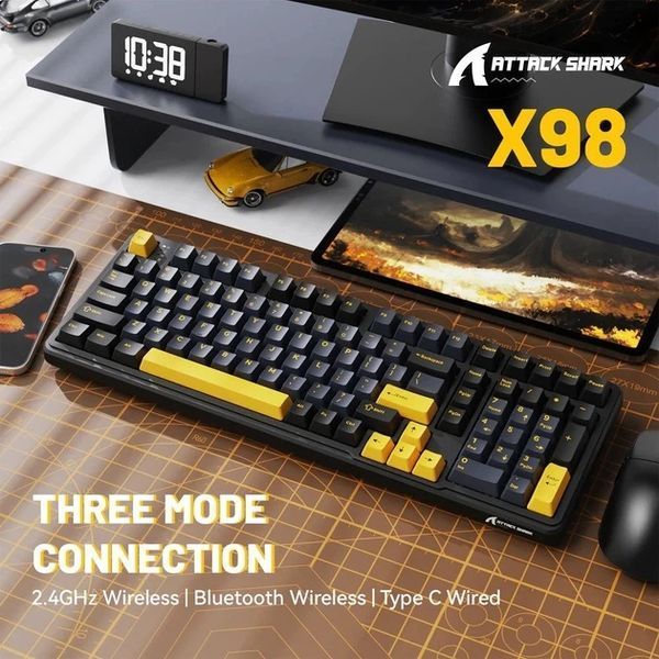 Клавіатура бездротова Attack Shark X98 Star Black ENG/UKR (AS-6972792471976-SB-UA) 060237 фото