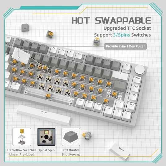 Купити Клавіатура дротова Ajazz AK820 Mechanical Keyboard White