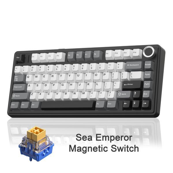 Клавіатура бездротова Aula F75 HE Dragan King Magnetic Switch Black/White/Gray (6978080506993) 060240 фото